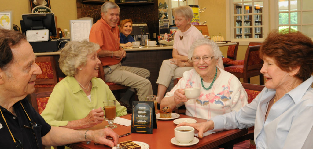 Resident enjoy coffee and pastries at the coffee shop