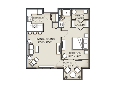 One Bedroom (C) floor plan