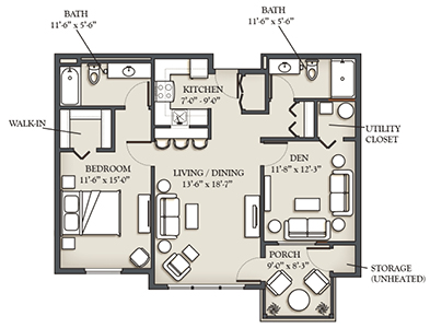 2 bedroom floor plan