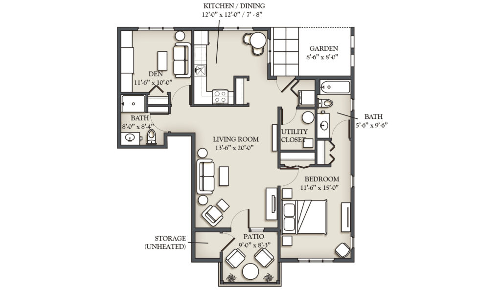 One Bedroom Cottage With Den E 1112 Sq Ft Kendal At Hanover