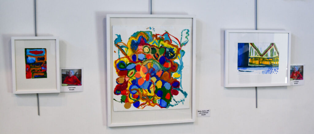 art at reception celebrating the artwork of Kendal at Hanover residents living with Alzheimer’s or another type of dementia.