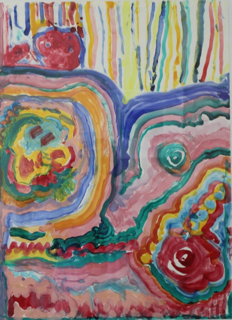 art at reception celebrating the artwork of Kendal at Hanover residents living with Alzheimer’s or another type of dementia.