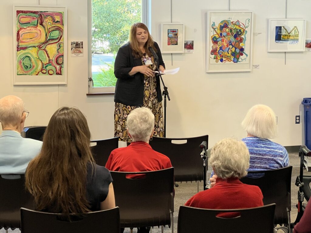 reception celebrating the artwork of Kendal at Hanover residents living with Alzheimer’s or another type of dementia.