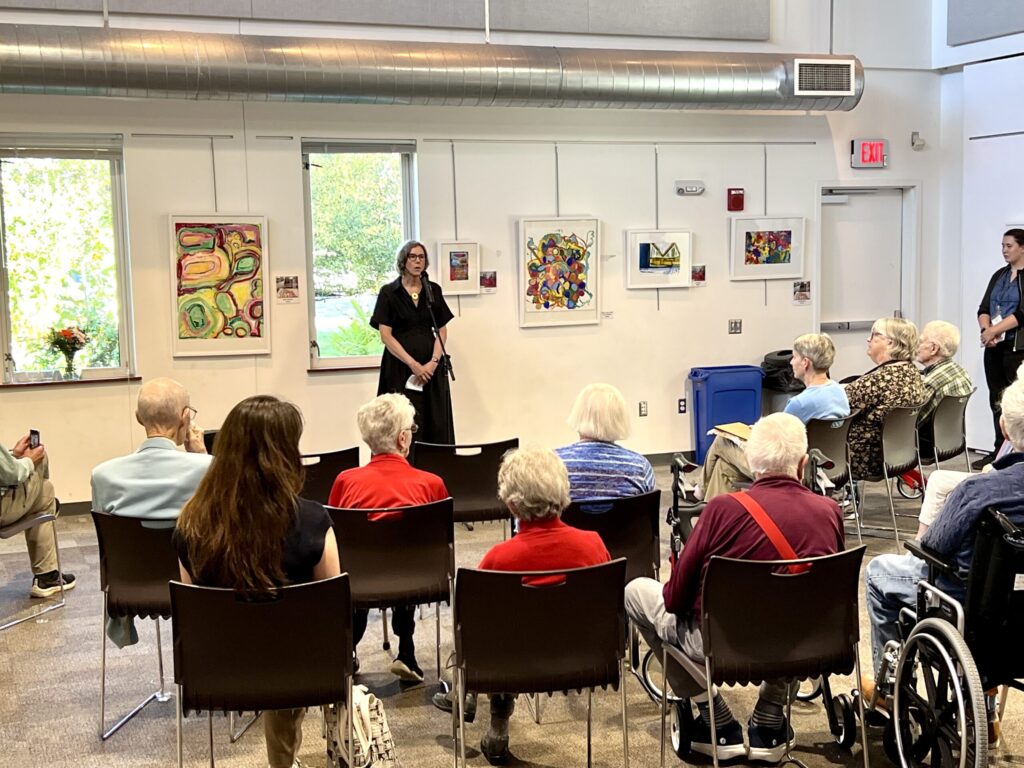 reception celebrating the artwork of Kendal at Hanover residents living with Alzheimer’s or another type of dementia.